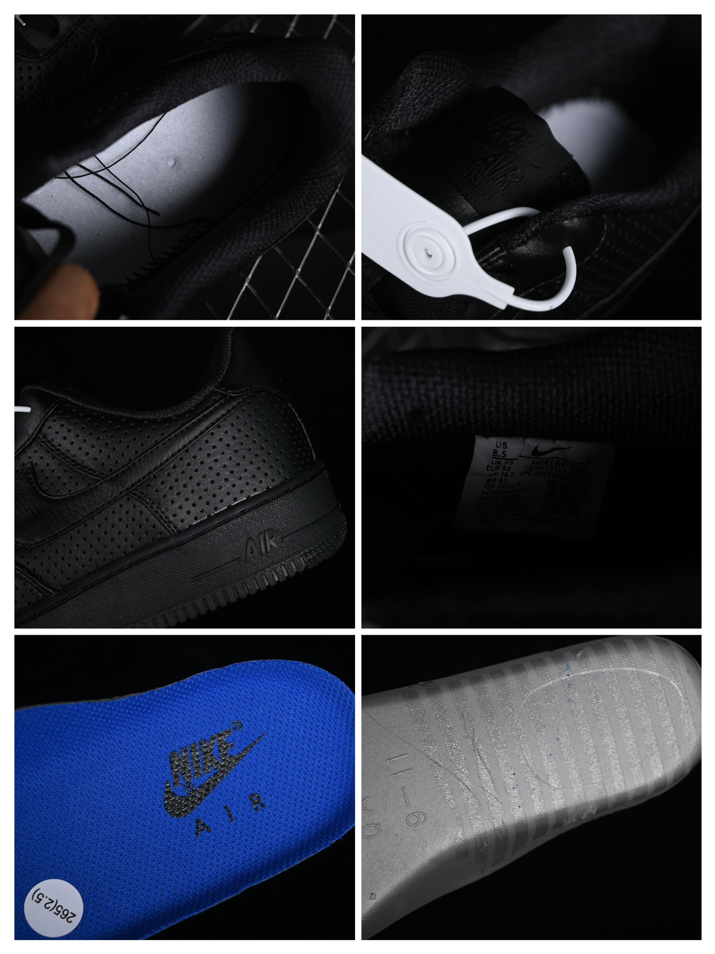 Nike Air Force 1 Low SP Triple Black Perforated HF8189-001 – Image 8