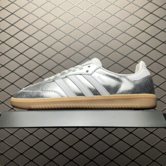adidas Samba OG Silver Metallic Cracked Leather JR0035